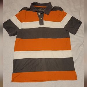 Old Navy Striped Polo Shirt - Orange, Gray, and White